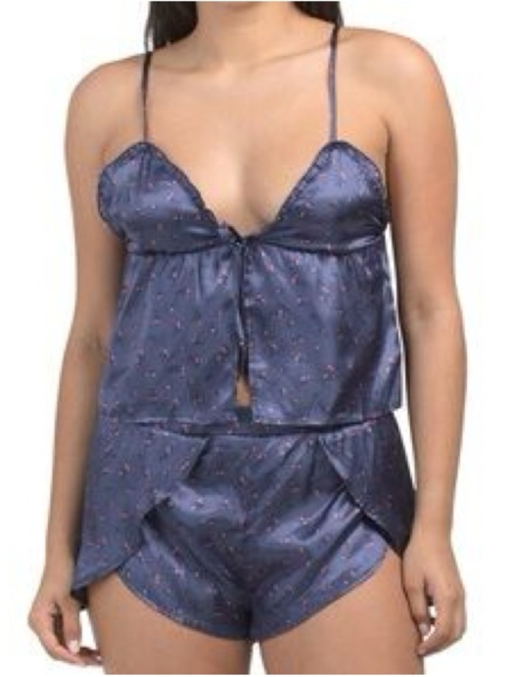 Women's Navy Blue Satin Cami & shorts set